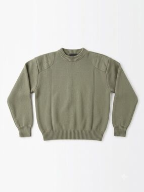 Barbour Military Olive Green Crewneck Sweater 100% Wool